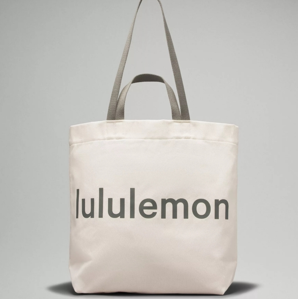 Lululemon Double-Handle Canvas Tote Bag 17L Natural / Grey Sage Green
